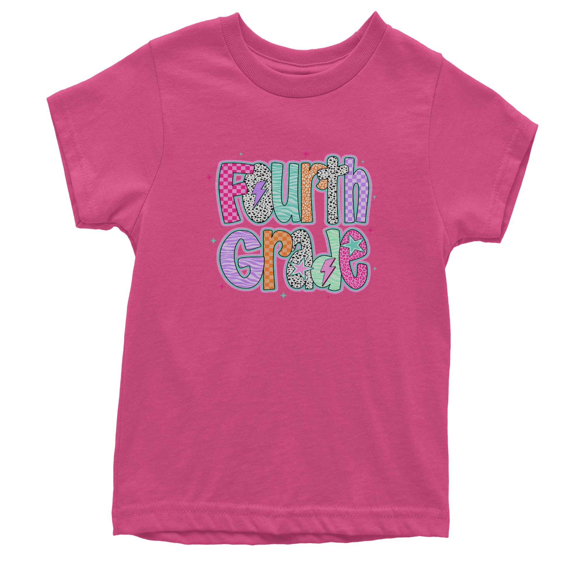 Fourth Grade Fierce Colorful Back to School Youth T-shirt Hot Pink