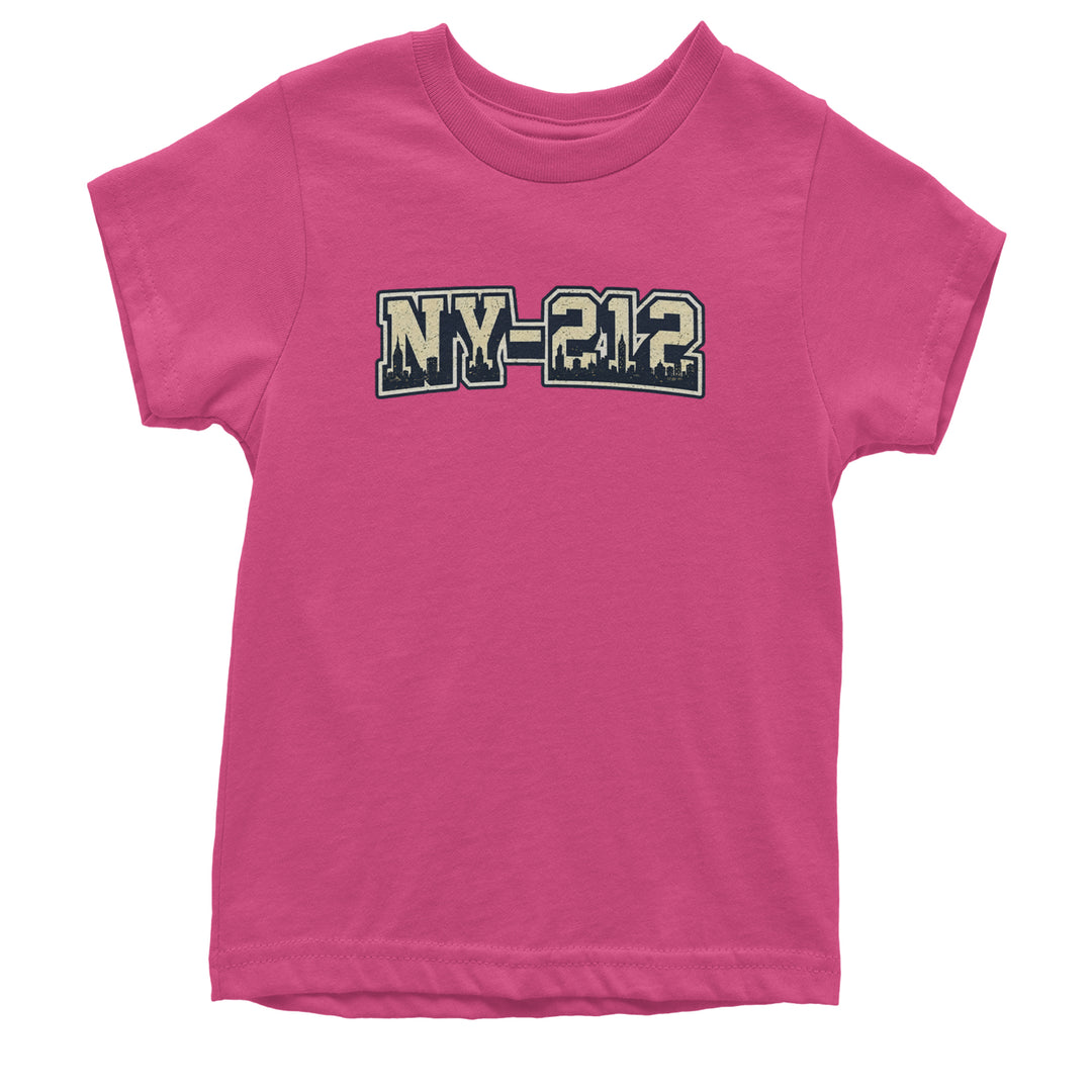 New York City 212 Area Code Skyline  Youth T-shirt Hot Pink