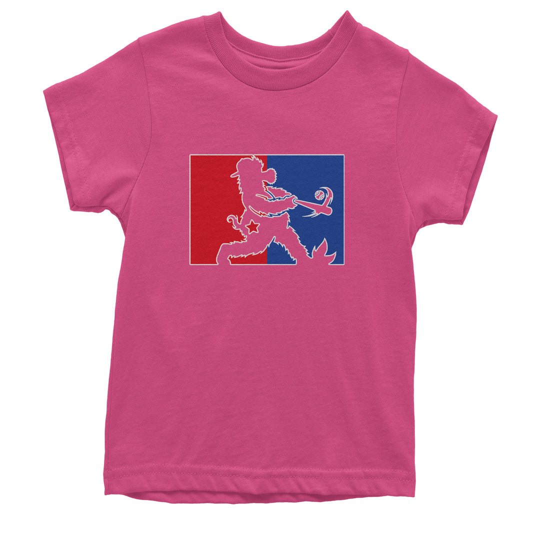 Batter Up Philly Baseball Phan Youth T-shirt Hot Pink