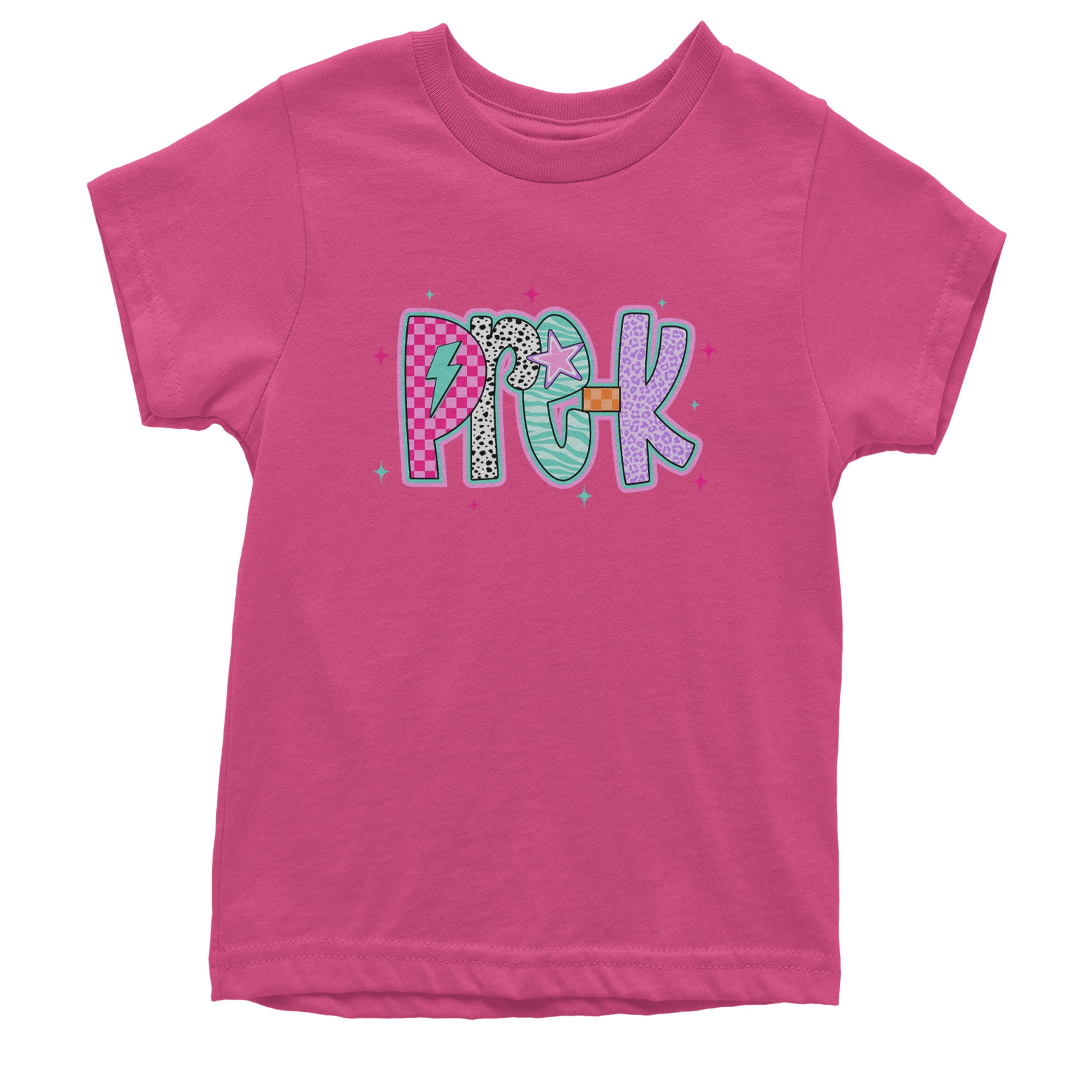 Pre-K Party Time Colorful Back to School Youth T-shirt Hot Pink