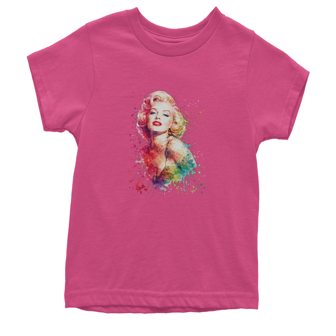 Mrs. Monroe Watercolors Bombshell Youth T-shirt Hot Pink
