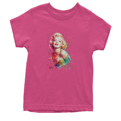 Mrs. Monroe Watercolors Bombshell Youth T-shirt Hot Pink