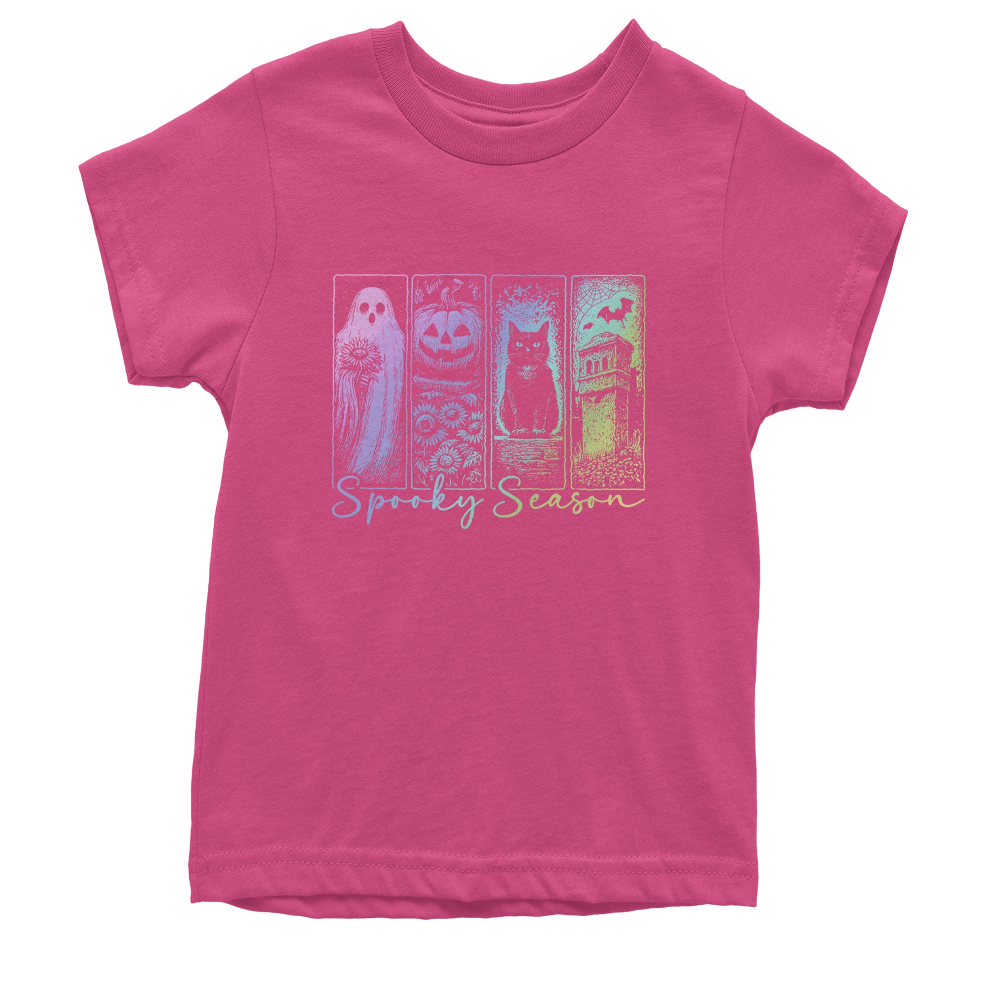 Spooky Season Cute Pastel Halloween Design Youth T-shirt Hot Pink