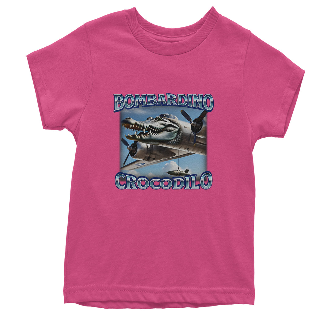 Bombardino Crocodilo Brainrot Youth T-shirt Hot Pink