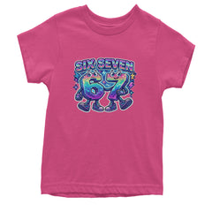 Six Seven 67 Retro Pixel Buddies Youth T-shirt Hot Pink