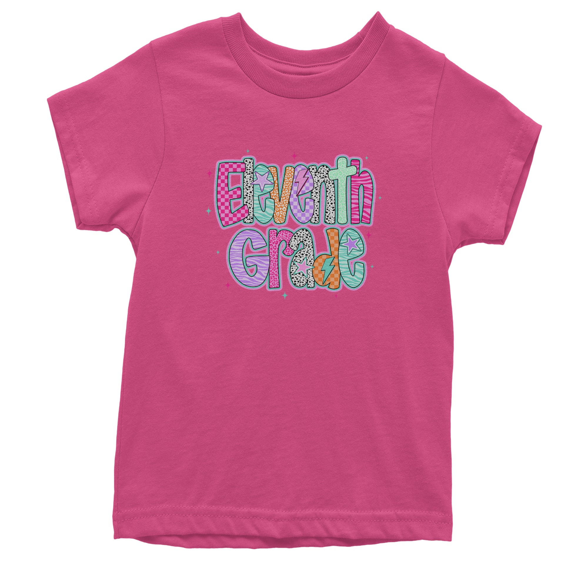 Eleventh Grade Extra Colorful Back to School Youth T-shirt Hot Pink
