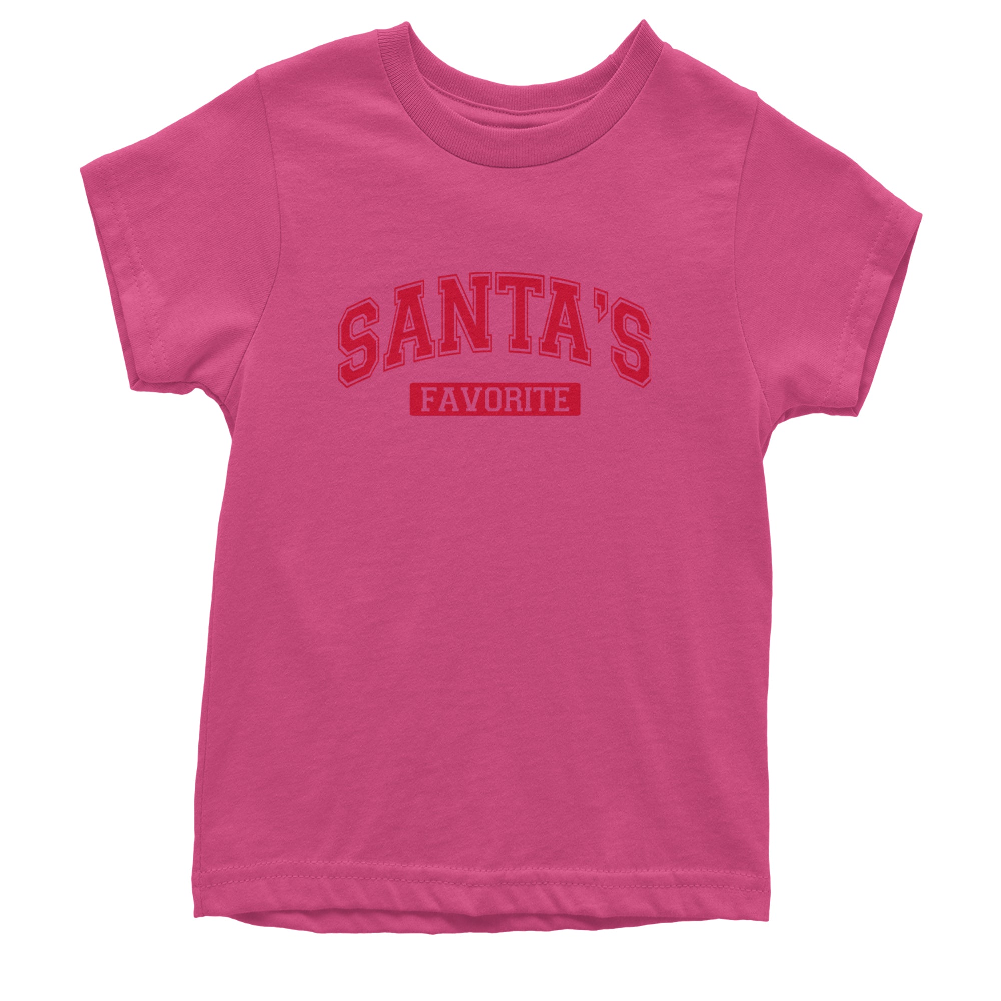 Santa's Favorite Youth T-shirt Hot Pink