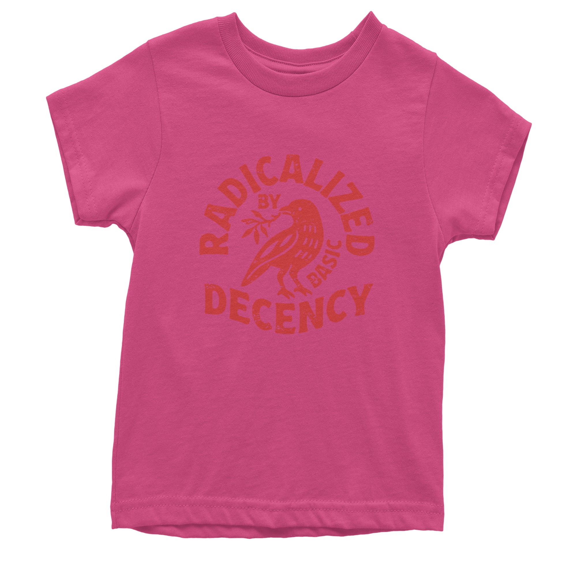Radicalized by Basic Decency Dove Protest Statement Youth T-shirt Hot Pink