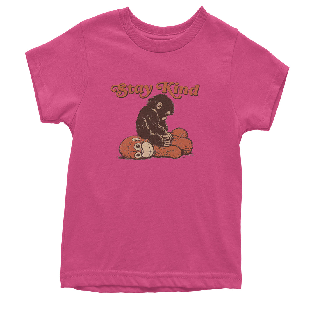 Punch Stay Kind Macaque Youth T-shirt Hot Pink