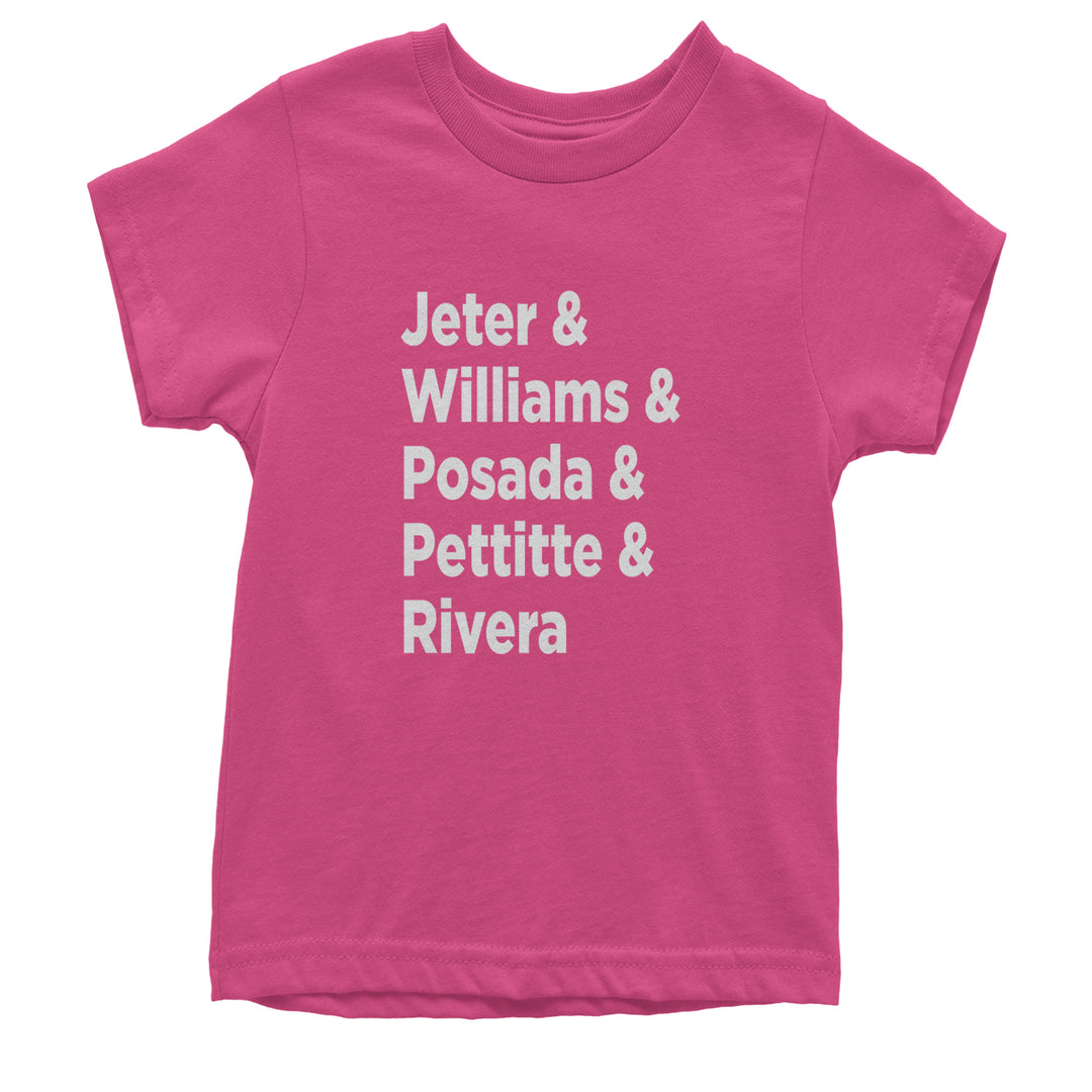 Jeter & Williams & Posada & Pettitte & Rivera Youth T-shirt Hot Pink