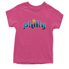 Skyline Philly Philadelphia Youth T-shirt Hot Pink