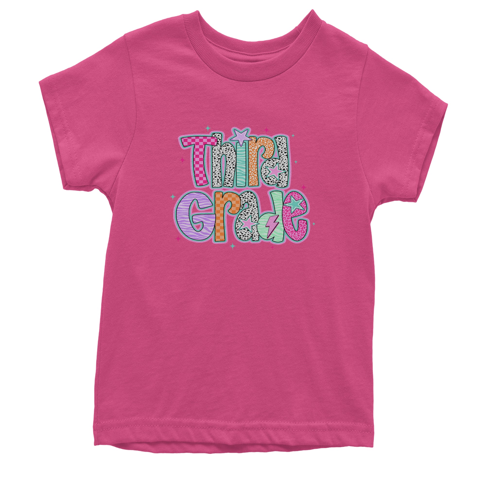 Third Grade Thunder Colorful Back to School Youth T-shirt Hot Pink