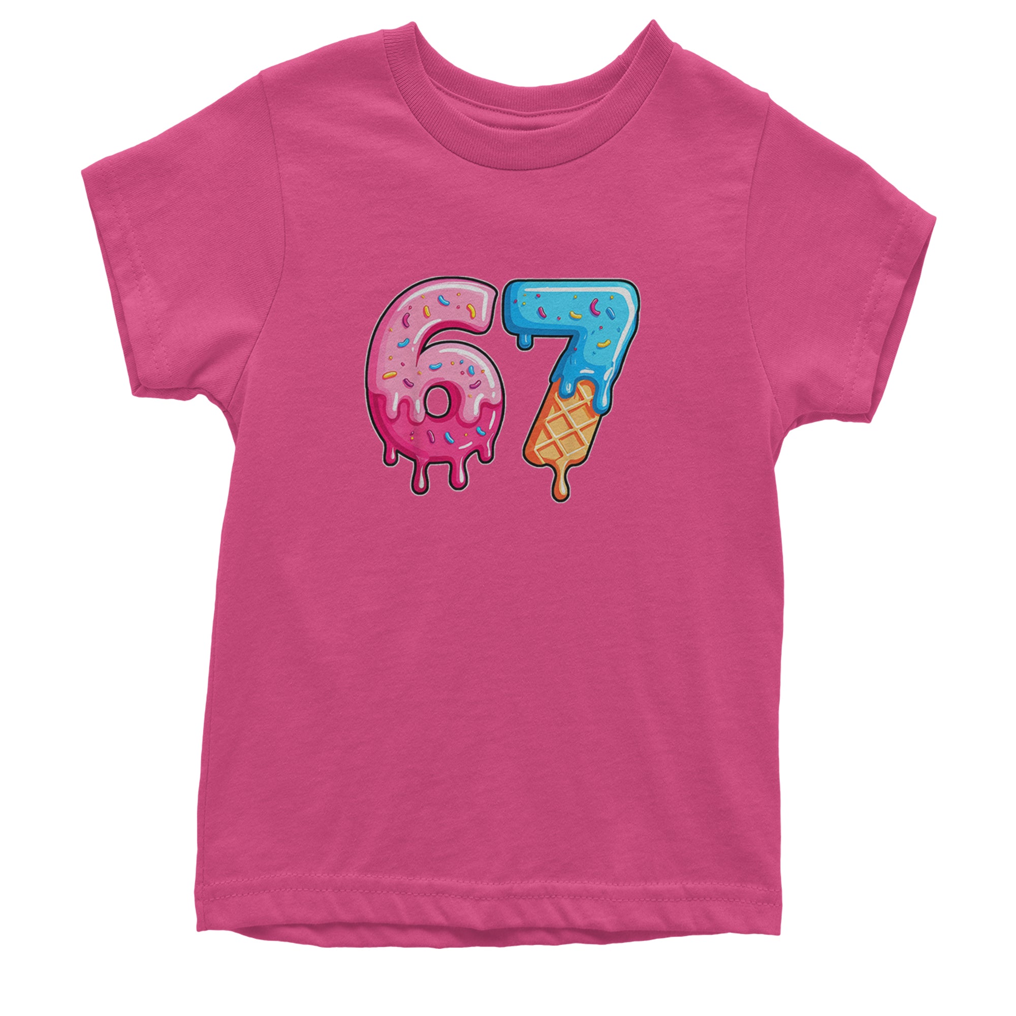 67 Dripping Ice Cream Donut Melt Youth T-shirt Hot Pink