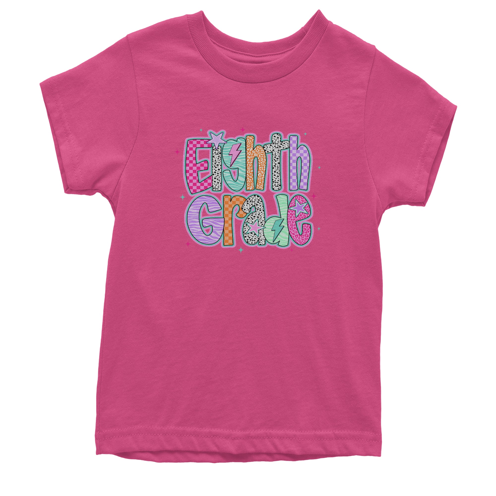 Eighth Grade Energy Colorful Back to School Youth T-shirt Hot Pink