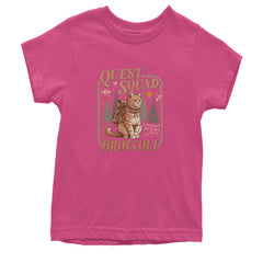 Quest Squad Broccoli Cat Fantasy Reader  Youth T-shirt Hot Pink
