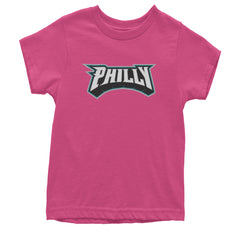 Philly Bold Block Throwback Youth T-shirt Hot Pink