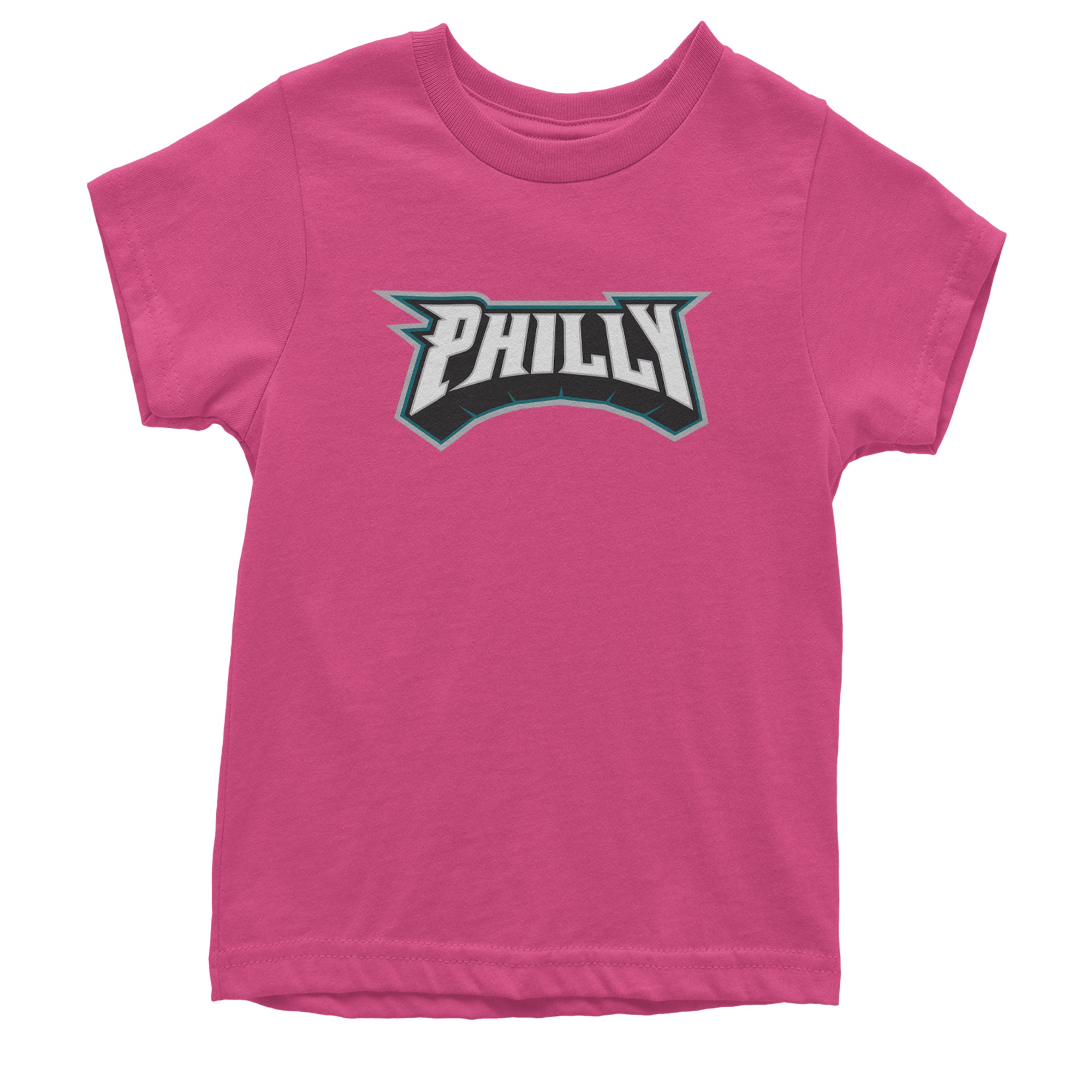 Philly Bold Block Throwback Youth T-shirt Hot Pink