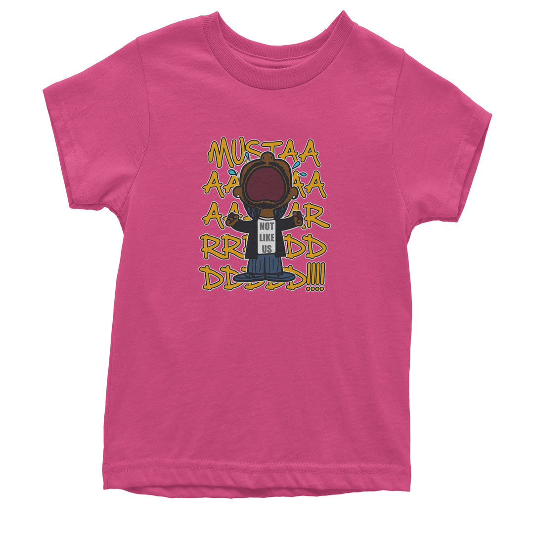 MUSTARD! Not Like Us Tv Off graphic on Kids' Heavyweight Cotton T-Shirt in Hot Pink
