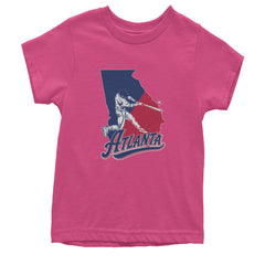 Atlanta Georgia Batter Up Youth T-shirt Hot Pink