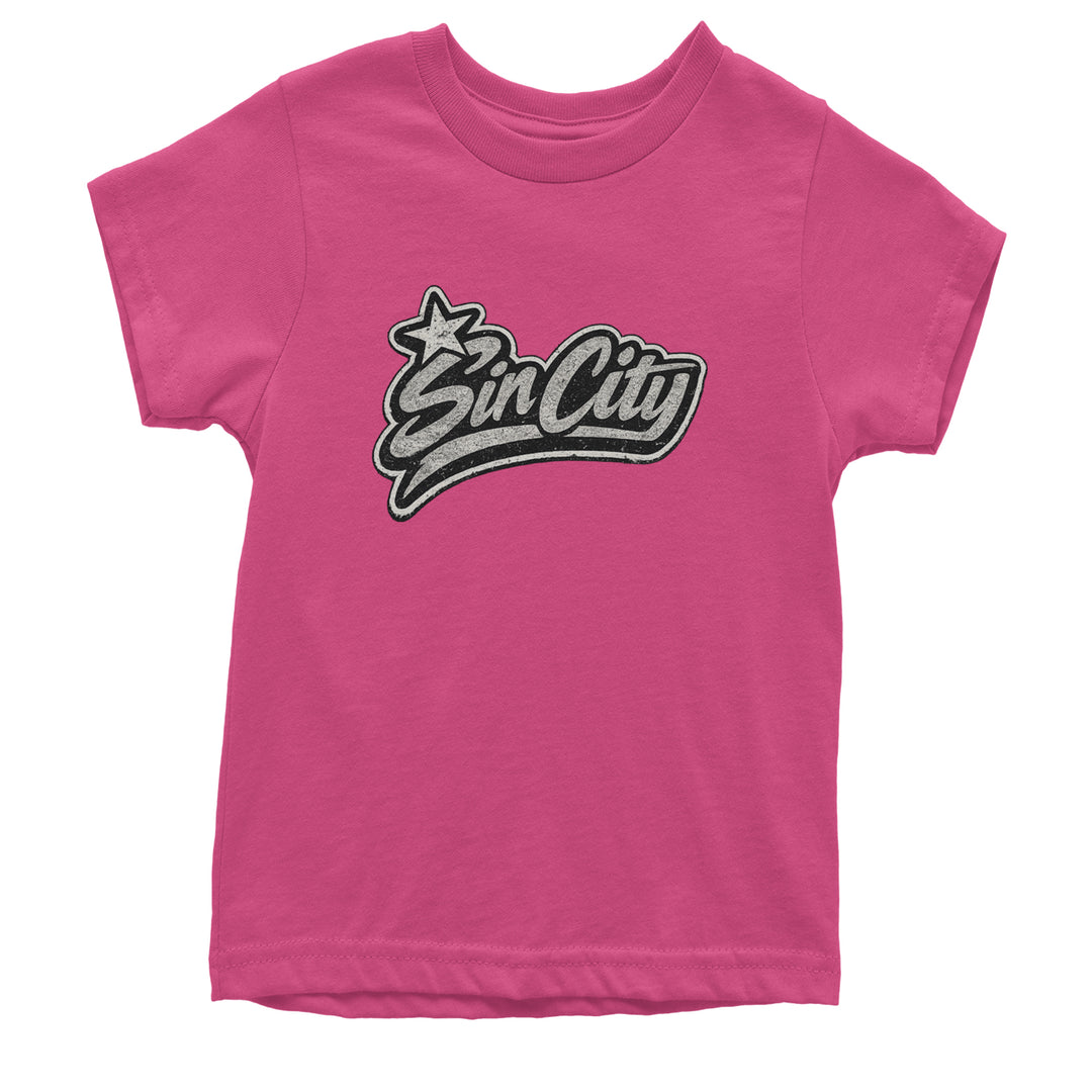 Sin City Vegas Retro Vintage Youth T-shirt Hot Pink