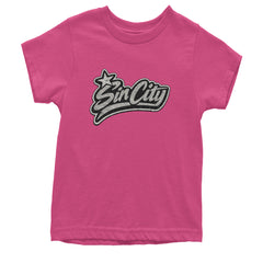Sin City Vegas Retro Vintage Youth T-shirt Hot Pink