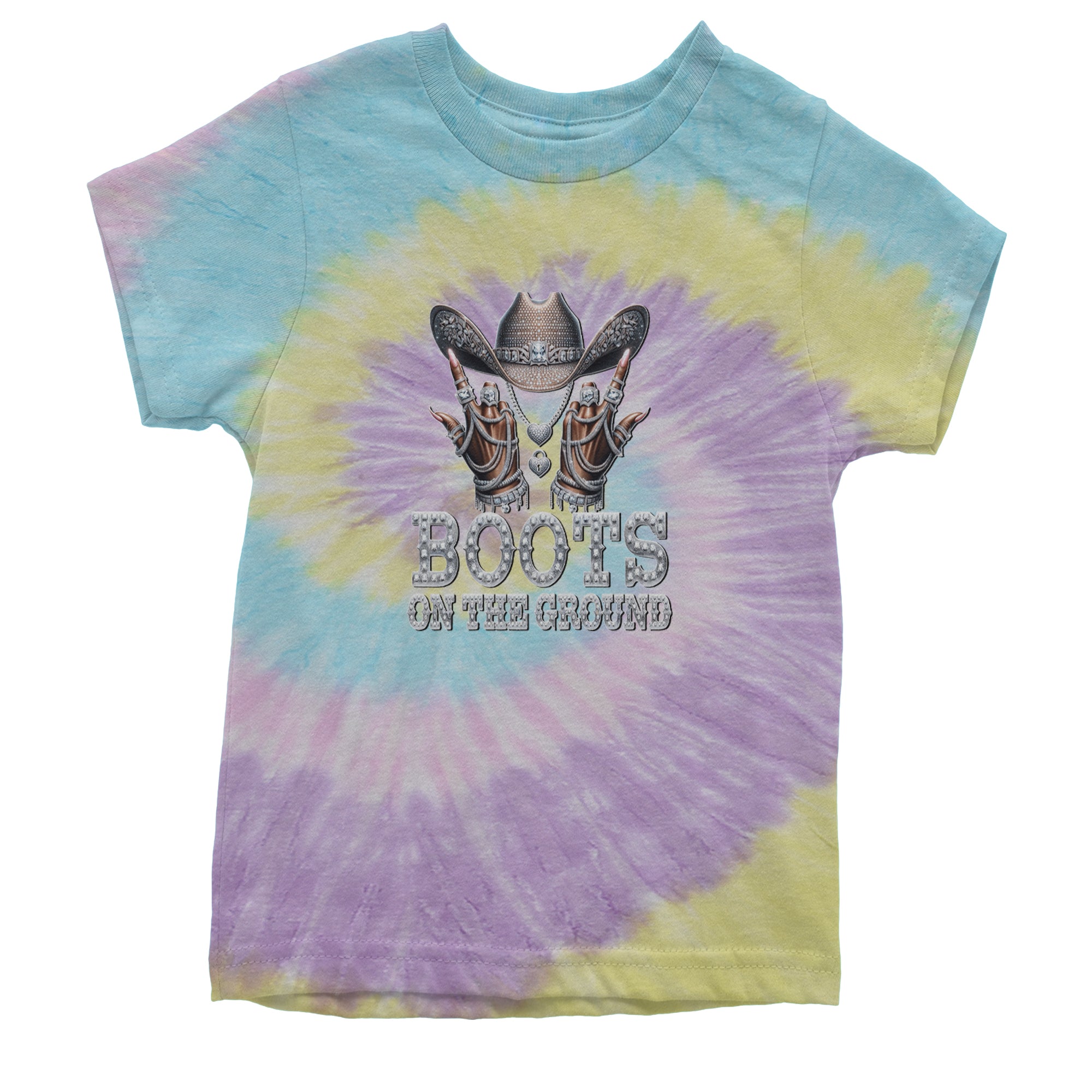 Boots On The Ground Bling Youth T-shirt Tie-Dye Jellybean