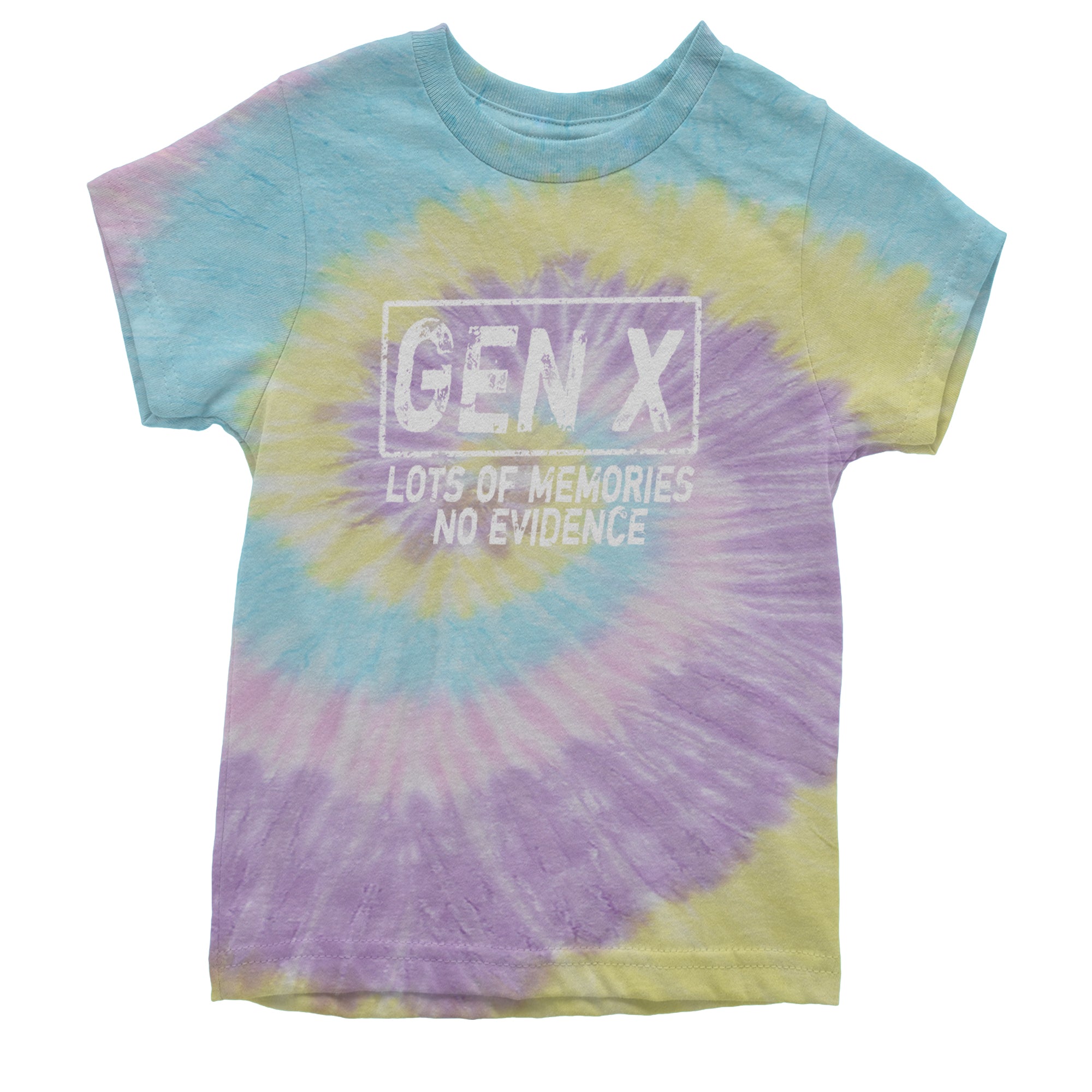 Gen X Lots of Memories No Evidence Nostalgia Youth T-shirt Tie-Dye Jellybean