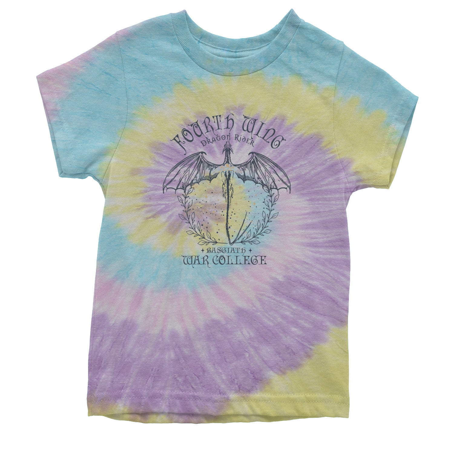 Fourth Wing Dragon Rider Vintage Basgiath War College Youth T-shirt Tie-Dye Jellybean