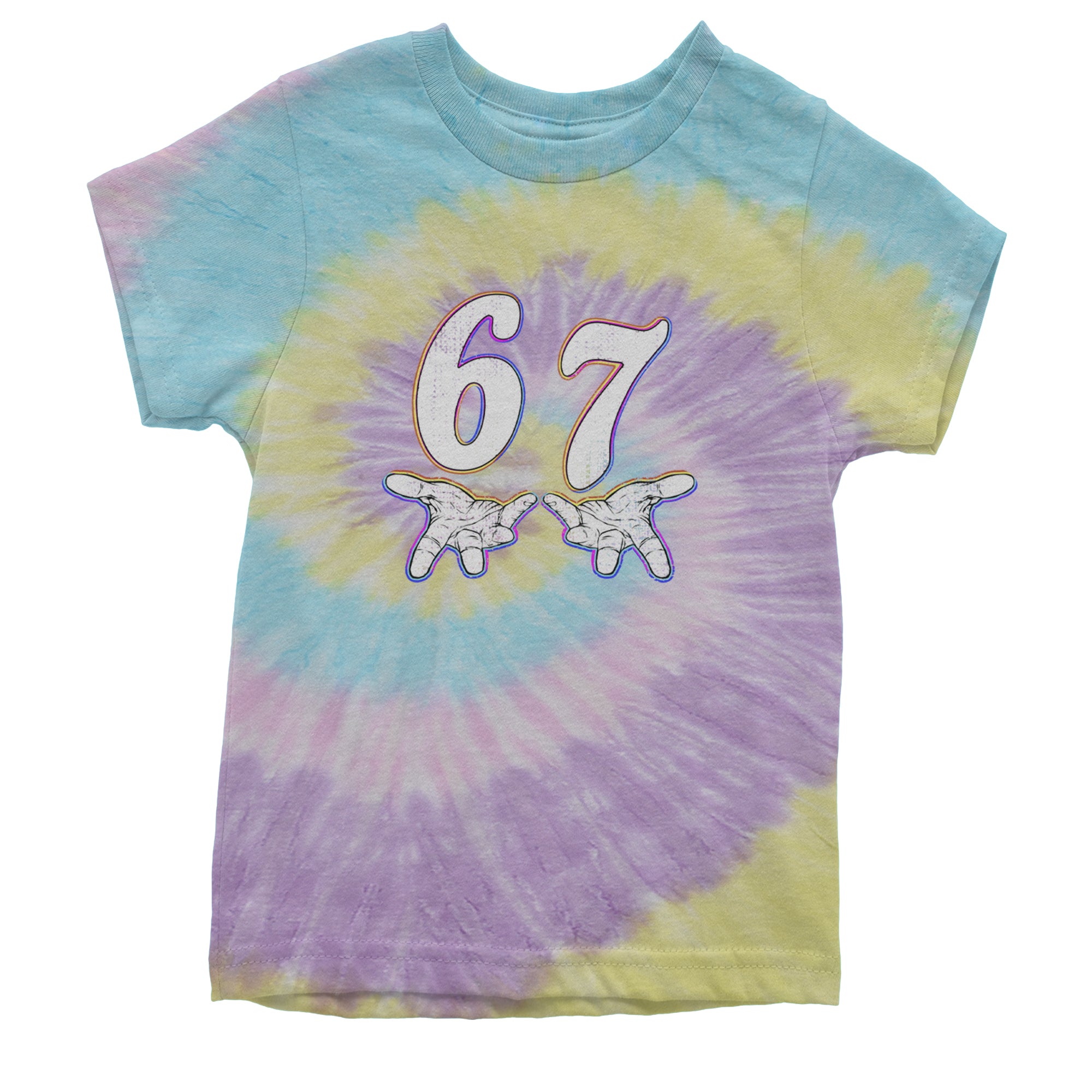 67 Hands Meme Viral Drill Youth T-shirt Tie-Dye Jellybean