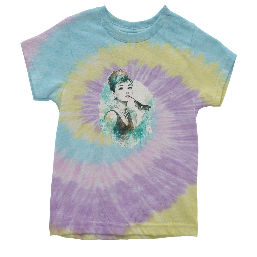 Mrs. Herpburn Iconic Watercolors Youth T-shirt Tie-Dye Jellybean