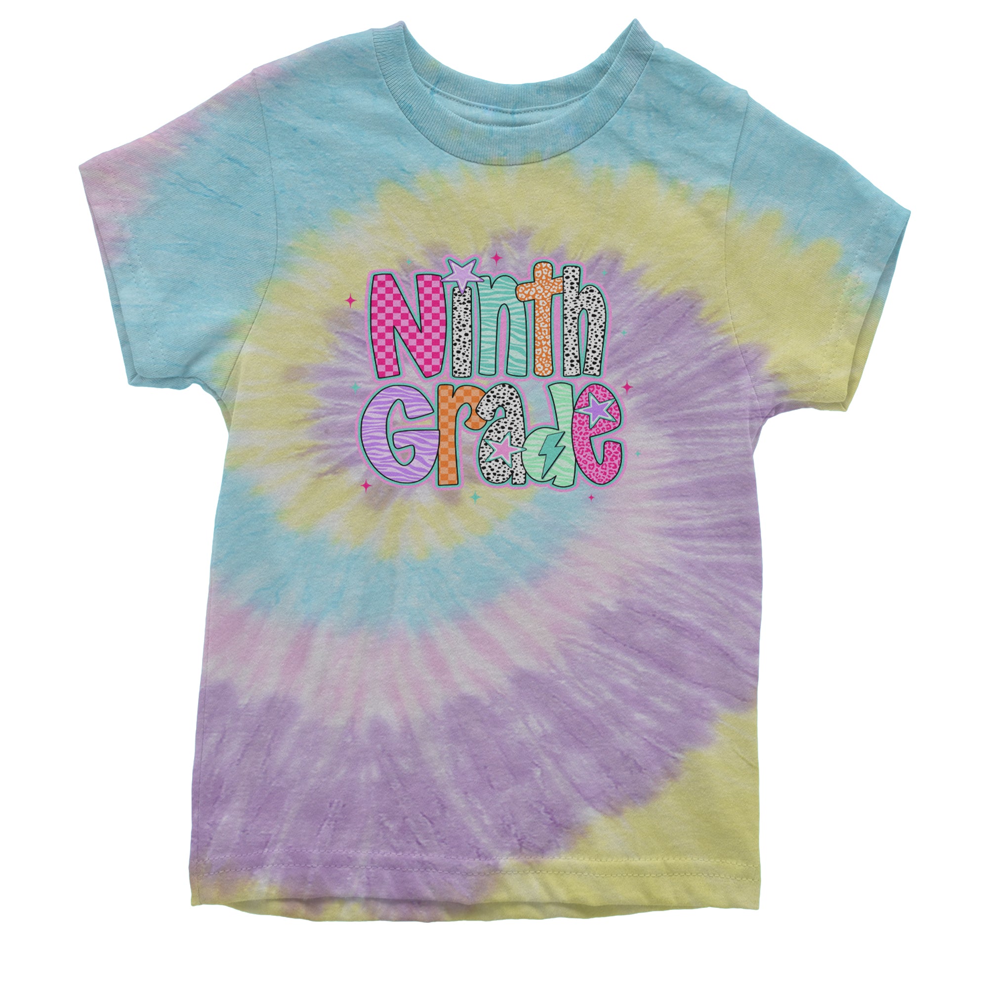 Ninth Grade Freshman Vibes Colorful Back to School Youth T-shirt Tie-Dye Jellybean