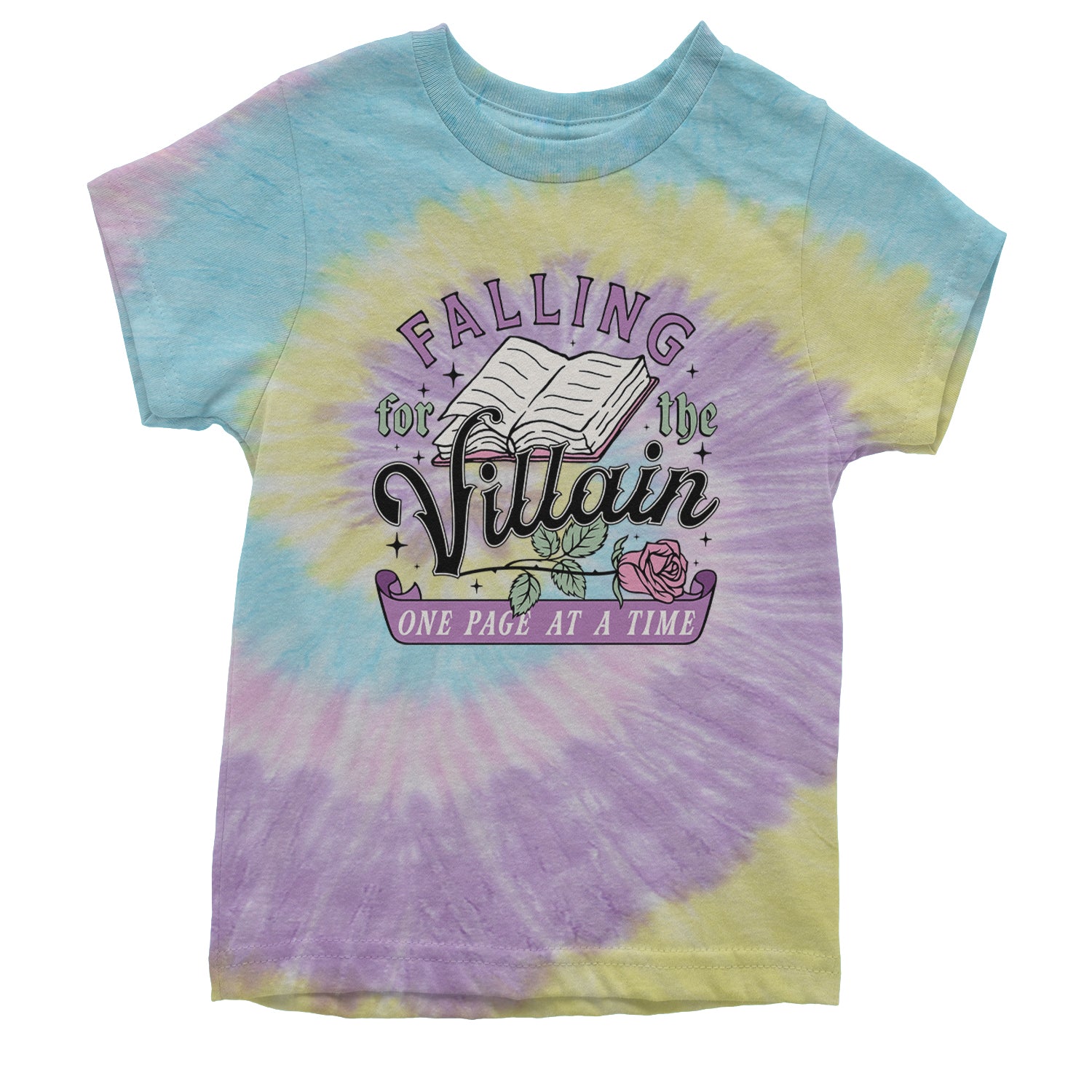 Falling For The Villain One Page At A Time Youth T-shirt Tie-Dye Jellybean