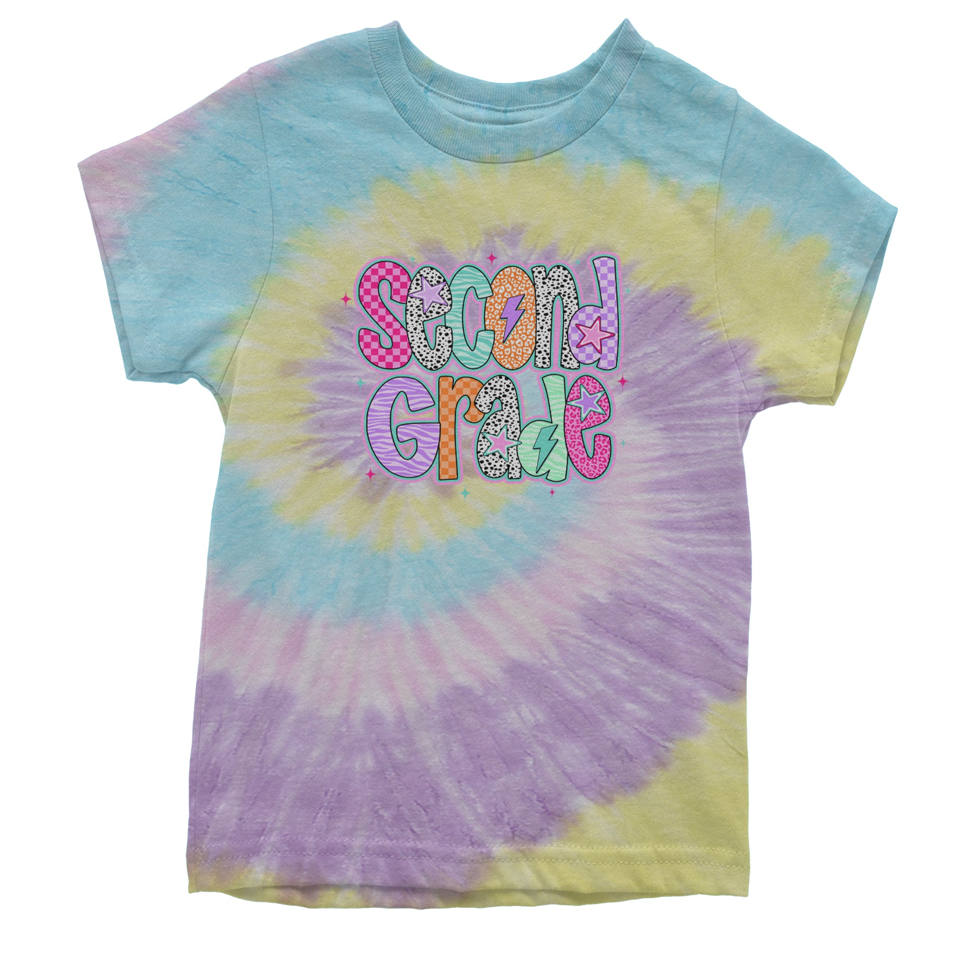 Second Grade Star Colorful Back to School Youth T-shirt Tie-Dye Jellybean