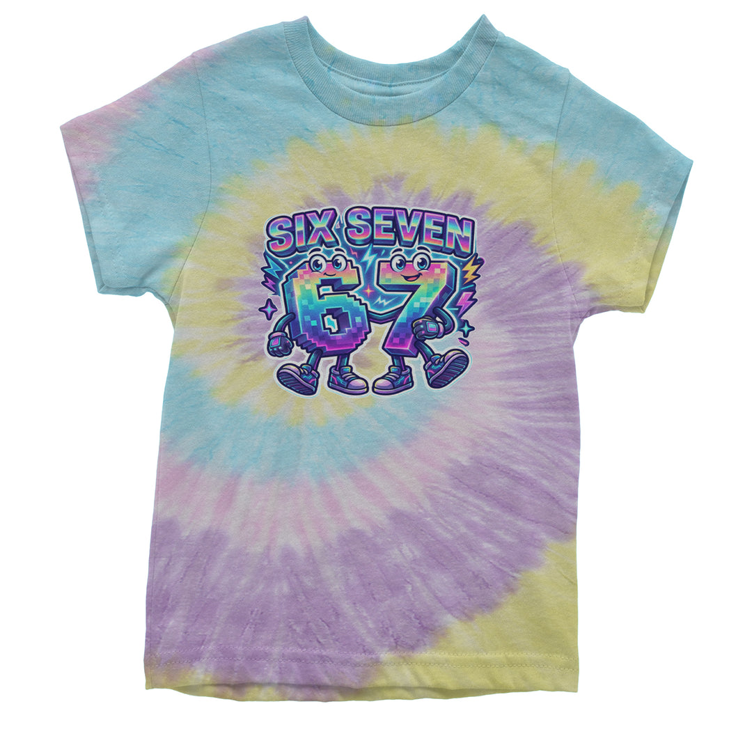 Six Seven 67 Retro Pixel Buddies Youth T-shirt Tie-Dye Jellybean