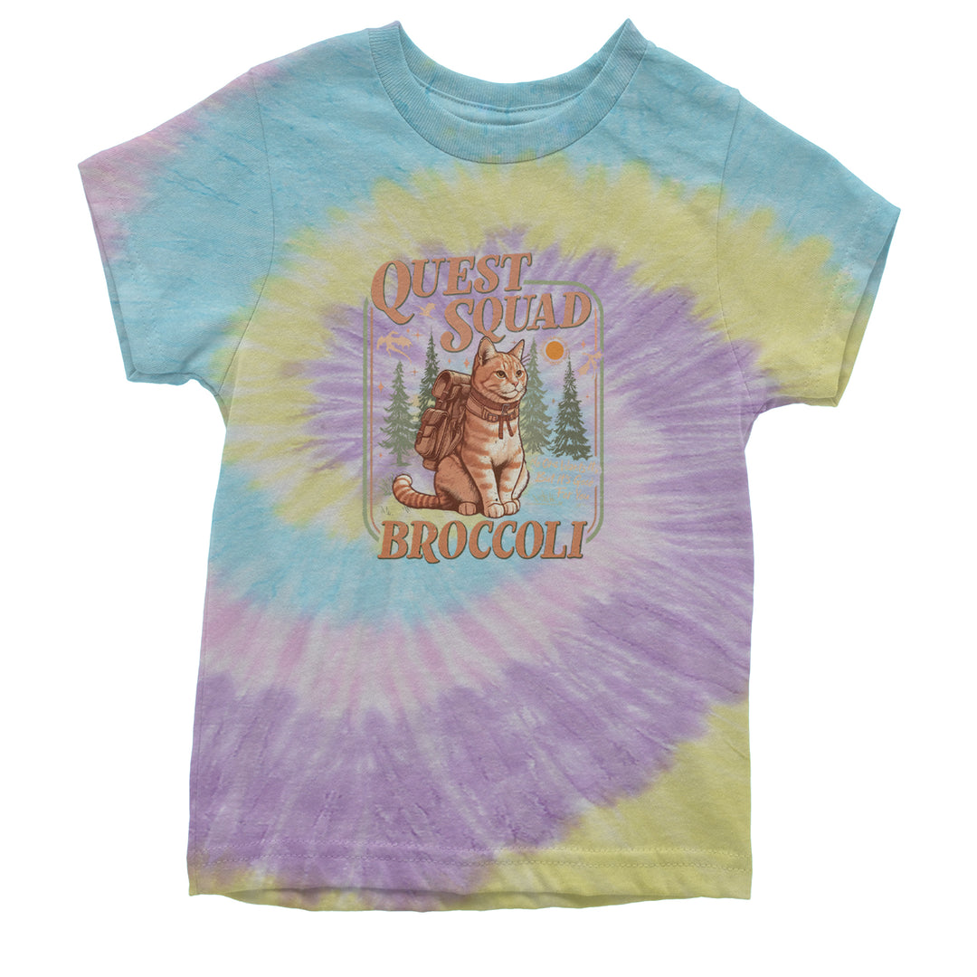 Quest Squad Broccoli Cat Fantasy Reader  Youth T-shirt Tie-Dye Jellybean