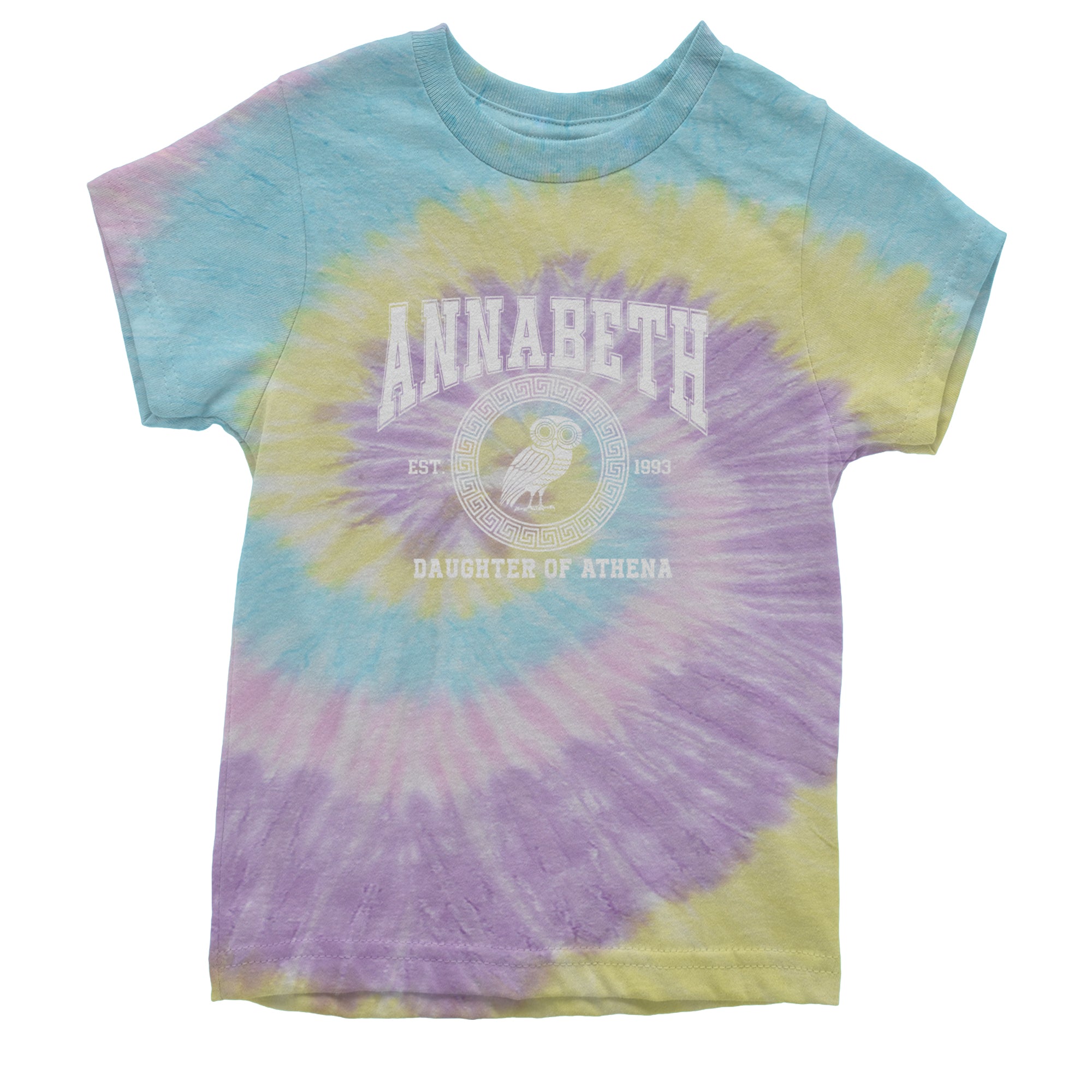 Annabeth Daughter of Athena Owl Wisdom Youth T-shirt Tie-Dye Jellybean