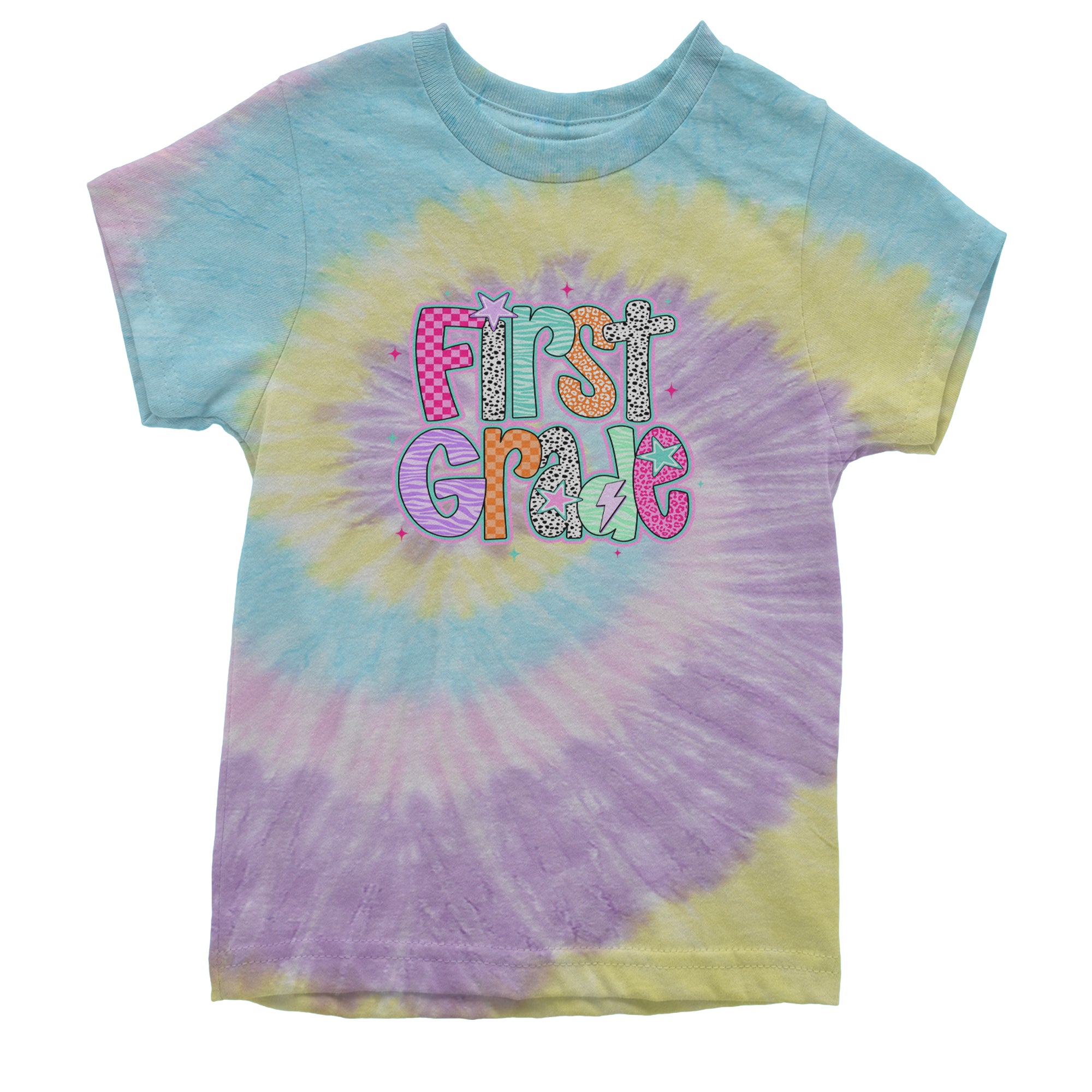 First Grade Vibes Colorful Back to School Youth T-shirt Tie-Dye Jellybean