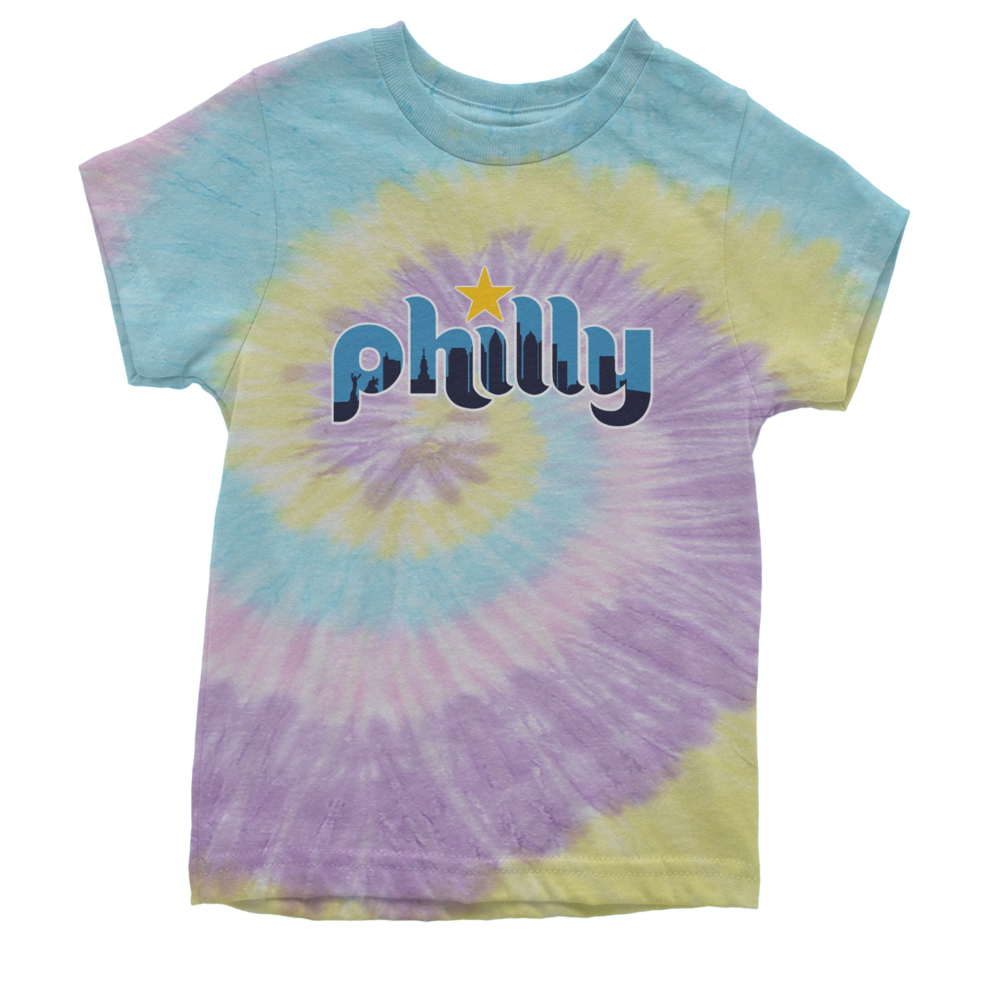 Skyline Philly Philadelphia Youth T-shirt Tie-Dye Jellybean