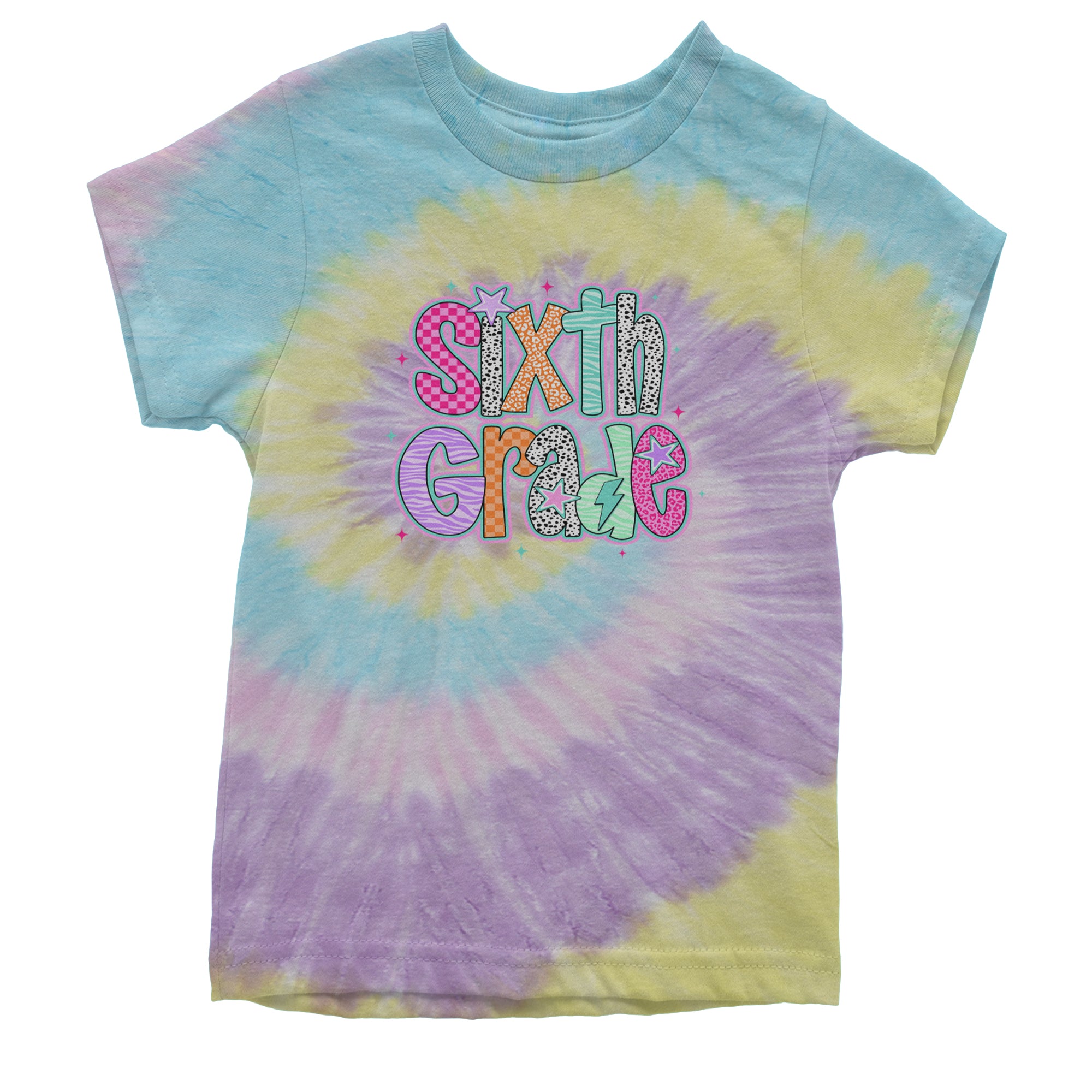 Sixth Grade Colorful Back to School Youth T-shirt Tie-Dye Jellybean