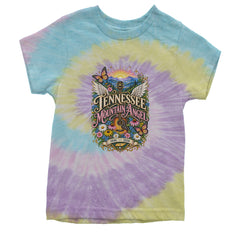 Tennessee Mountain Angel Wings Dolly Youth T-shirt Tie-Dye Jellybean