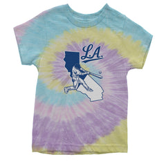 Los Angeles Baseball Batter Up Youth T-shirt Tie-Dye Jellybean