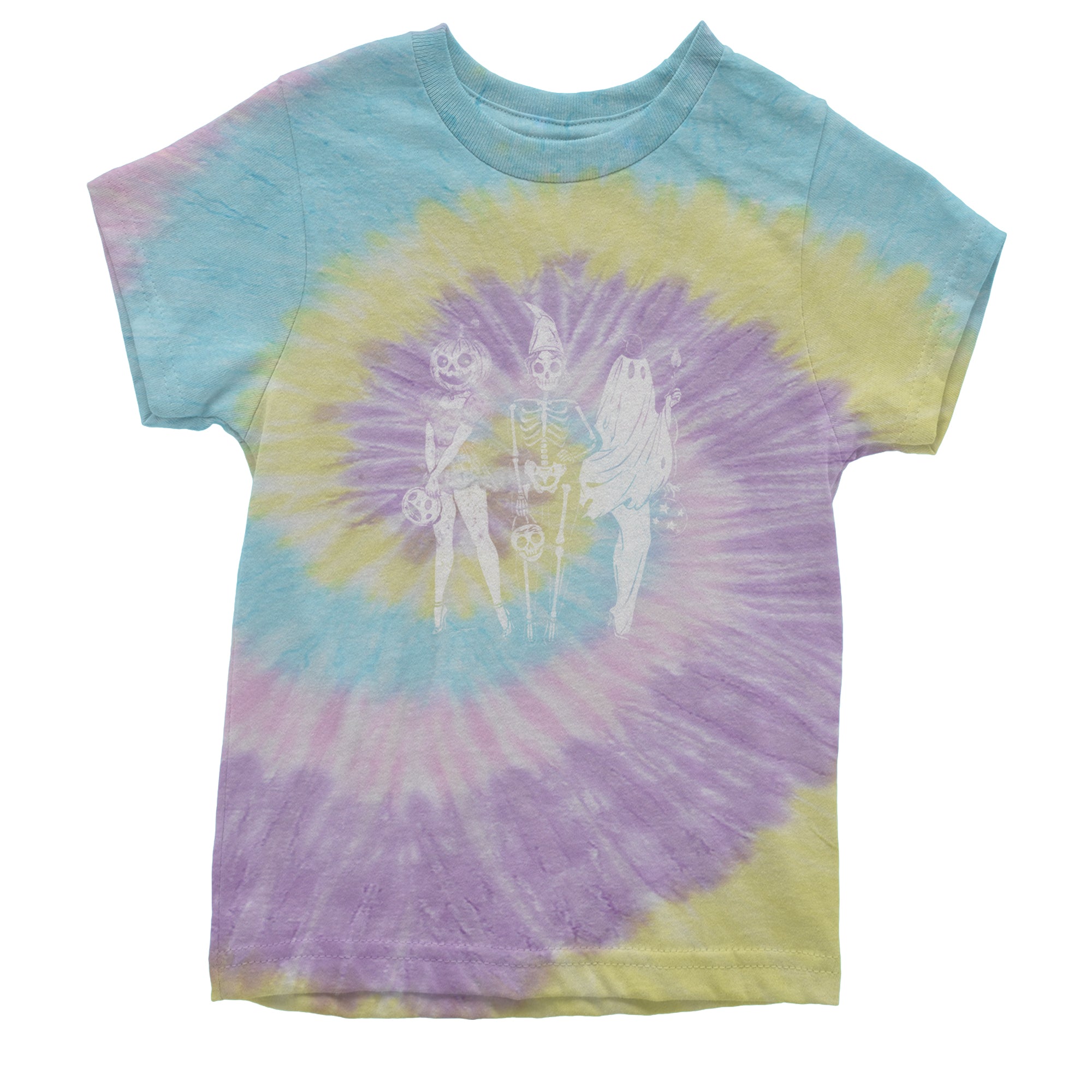 Vintage Spooky Squad Pinup Halloween Design Youth T-shirt Tie-Dye Jellybean