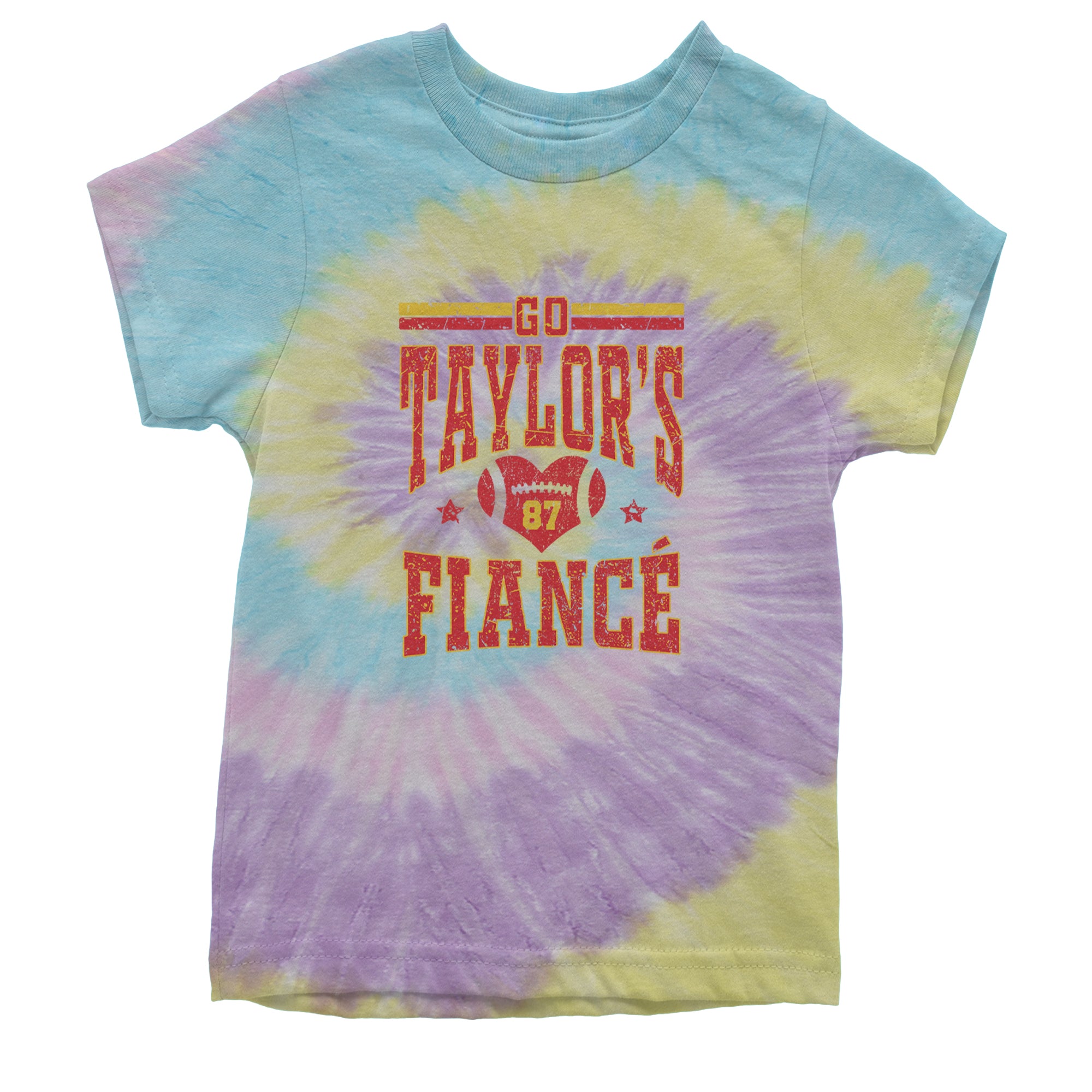 Go Taylor's Fiancé Engagement Game Day Youth T-shirt Tie-Dye Jellybean