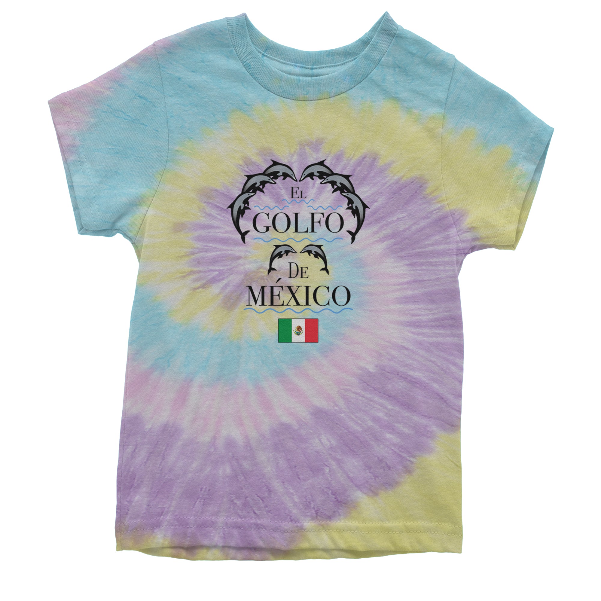 El Golfo De Mexico Dancing Dolphins Youth T-shirt Tie-Dye Jellybean