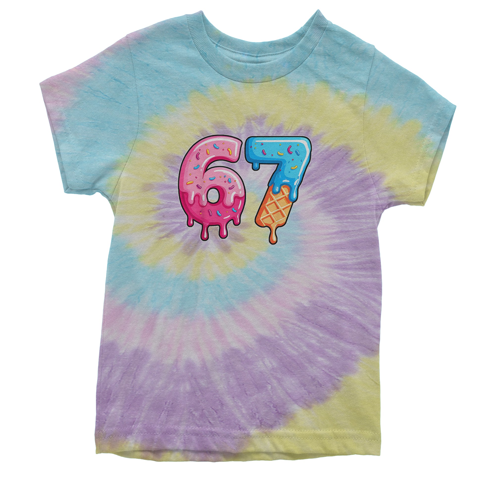 67 Dripping Ice Cream Donut Melt Youth T-shirt Tie-Dye Jellybean
