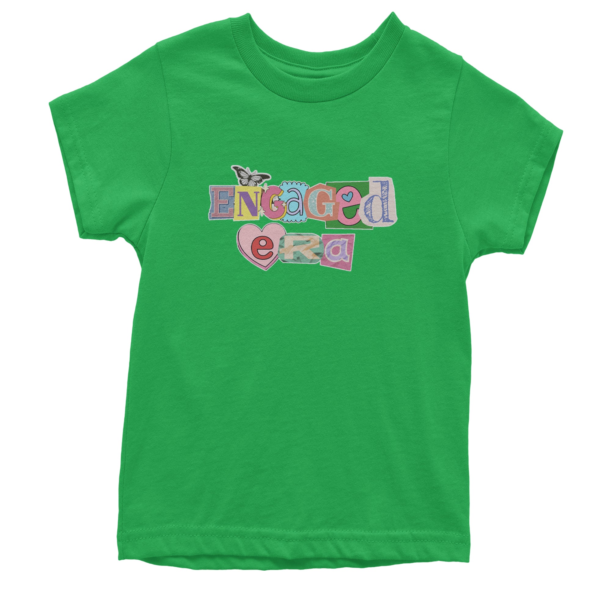 Engaged Era Aesthetic Retro Collage Design Youth T-shirt Kelly Green