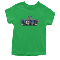 Detroit Motor City Retro Piston Youth T-shirt Kelly Green