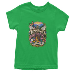 Tennessee Mountain Angel Wings Dolly Youth T-shirt Kelly Green