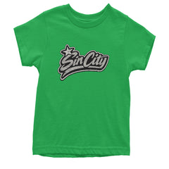 Sin City Vegas Retro Vintage Youth T-shirt Kelly Green
