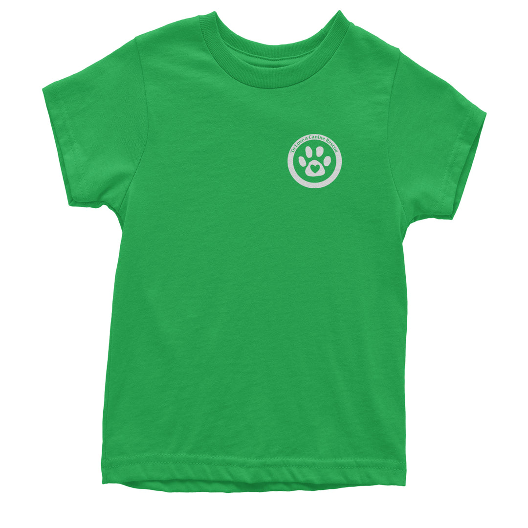 TLC To Love a Canine Dog Rescue White Youth T-shirt Kelly Green